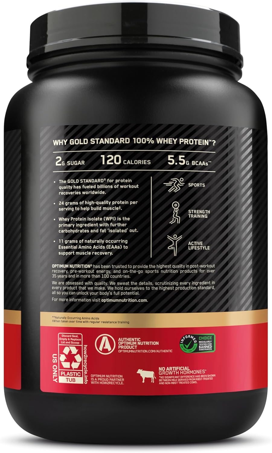 Optimum Nutrition Gold Standard 100% Whey Protein Powder, Double Rich Chocolate 1.98 Pound
